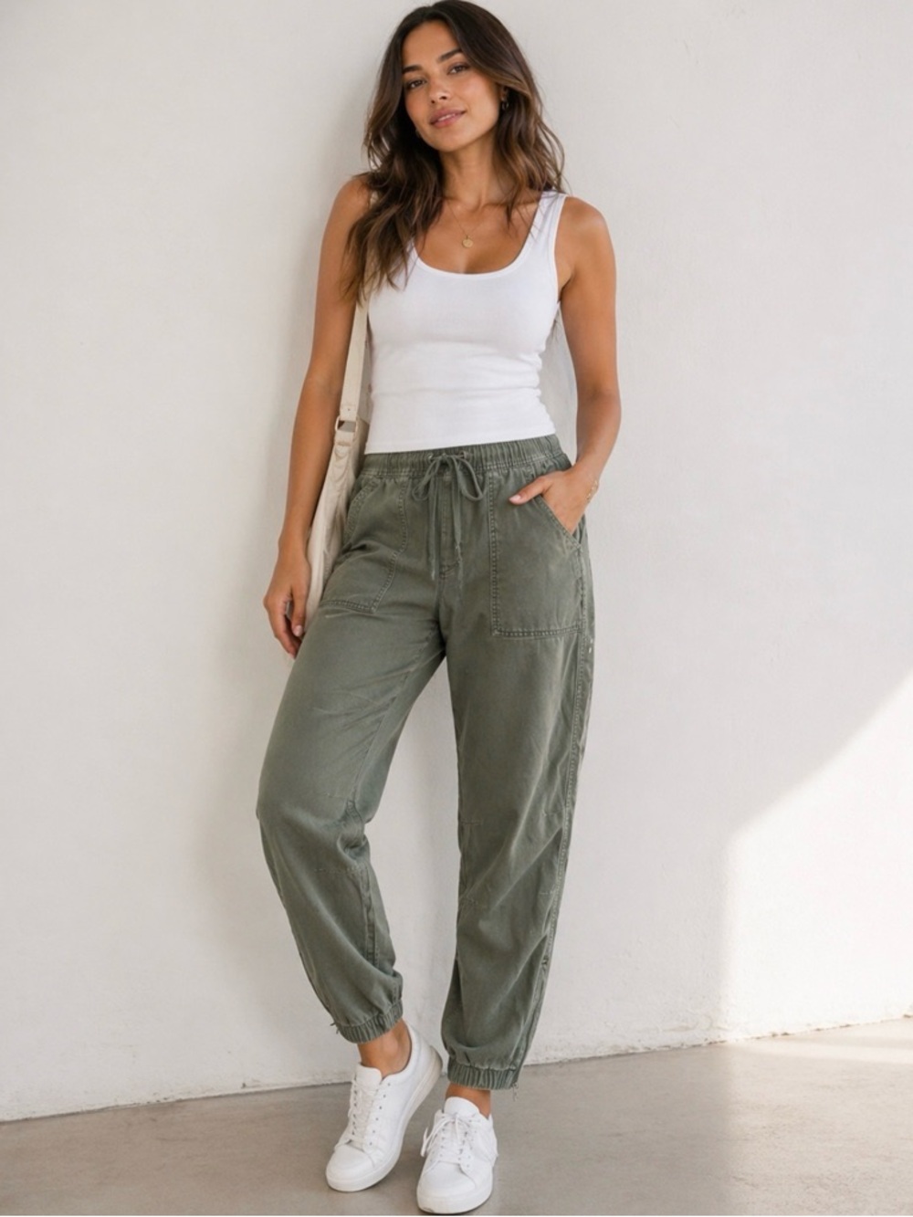 GAP Olive Green Utility Jogger Pants Women’s Medium Cargo Style Drawstring